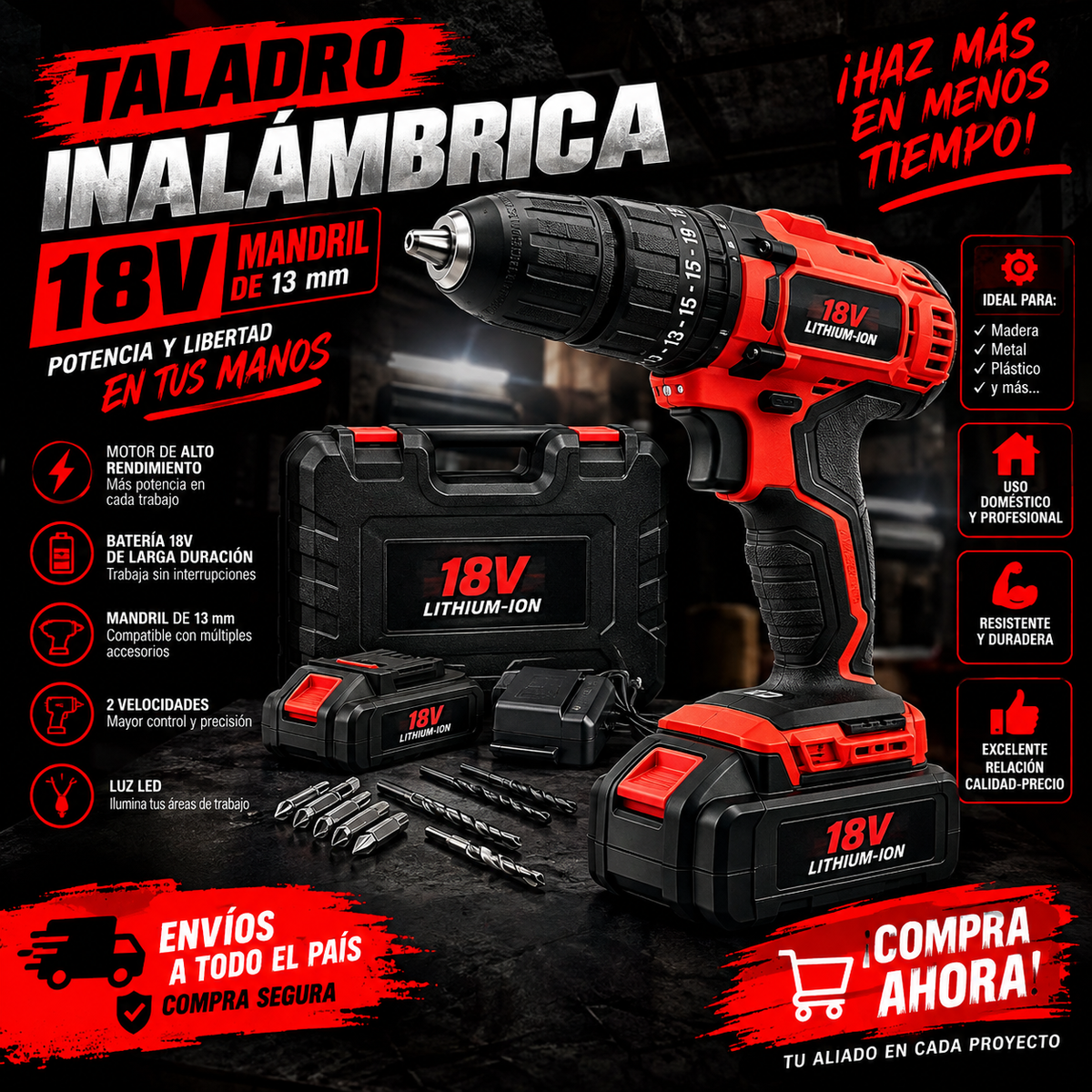 Taladro inalambrica 18v mandrill ⚒️👷🛠️